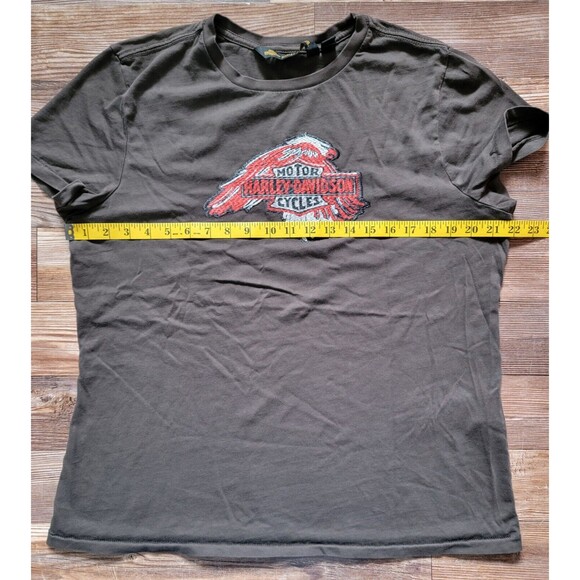 Harley Davidson Women's Sublimated Embroidery Eagle Cap Sleeve Shirt Y2K Size XL - Picture 5 of 10